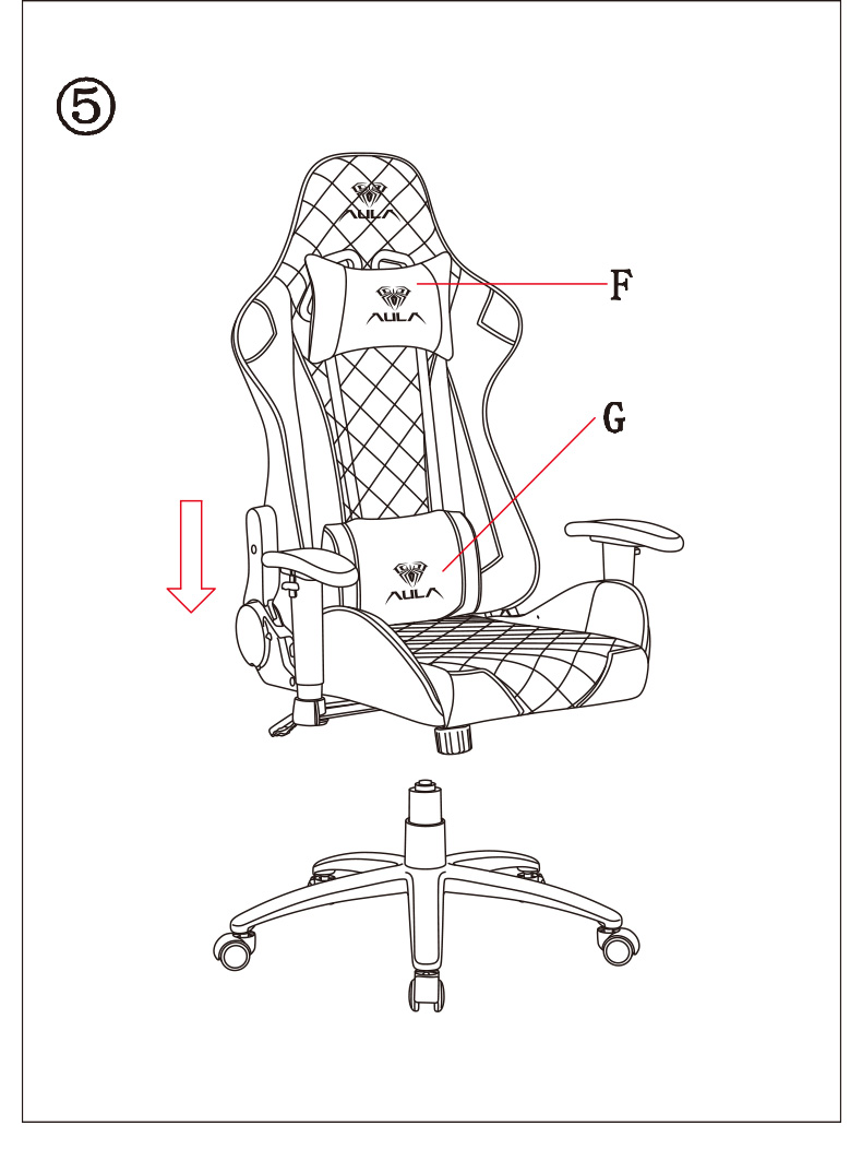 AULA Gaming Mouse F1029-UKR Adjustable Backrest Ergonomic Esports Chair(图6)
