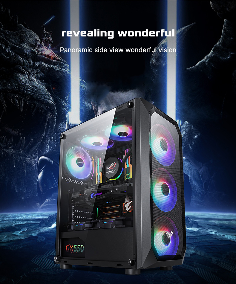 AULA Gaming PC Case FZ004-White Wide Body ATX Gaming Case Water and Air Cooling(图3)