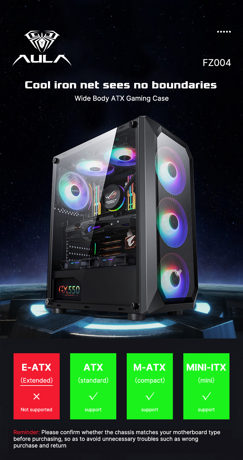 AULA FZ004 PC Gaming Case Supports ATX Motherboard(图1)