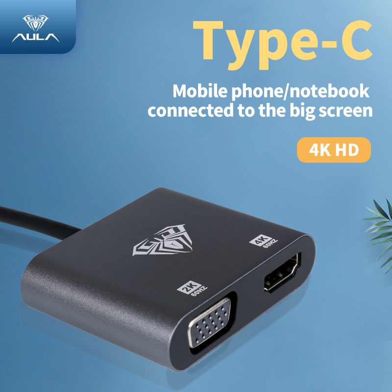 AULA UC-901 2 in 1 HUB Type C to hdmi and VGA(图9)
