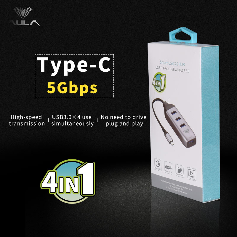 AULA OT-95118U Type-C to 4 port USB 3.0 HUB(图9)