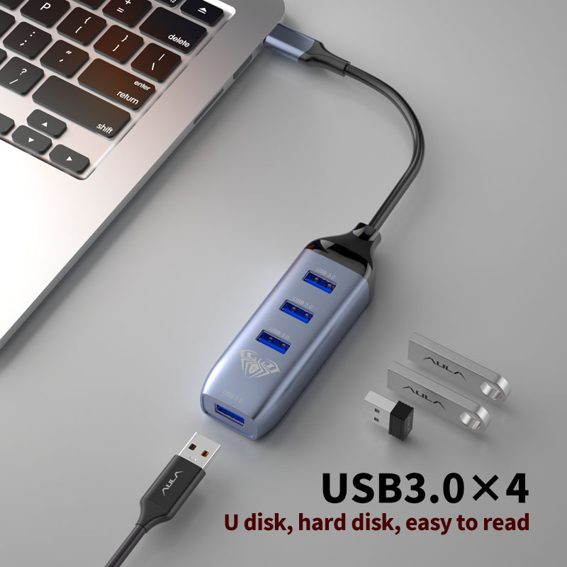 AULA OT-95118U Type-C to 4 port USB 3.0 HUB(图2)