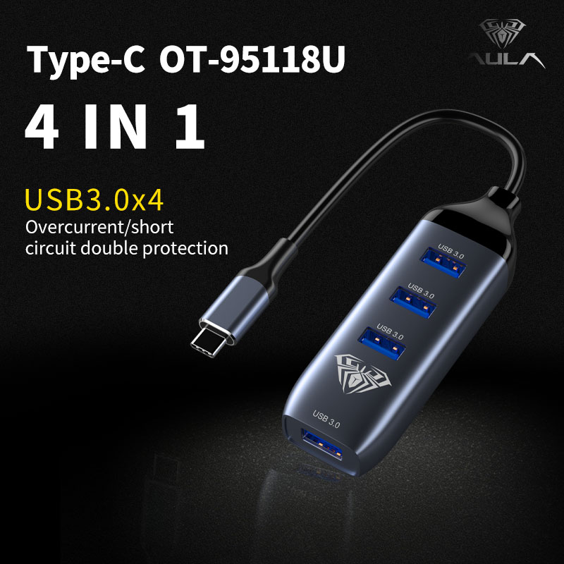 AULA OT-95118U Type-C to 4 port USB 3.0 HUB(图1)