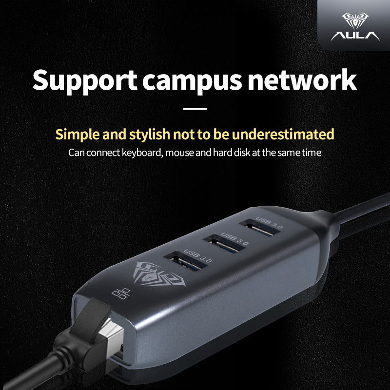 AULA OT-95118R 4 in 1 USB-C HUB to USB3.0*3+1000M LAN (图7)