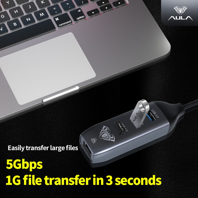 AULA OT-95118R 4 in 1 USB-C HUB to USB3.0*3+1000M LAN (图8)