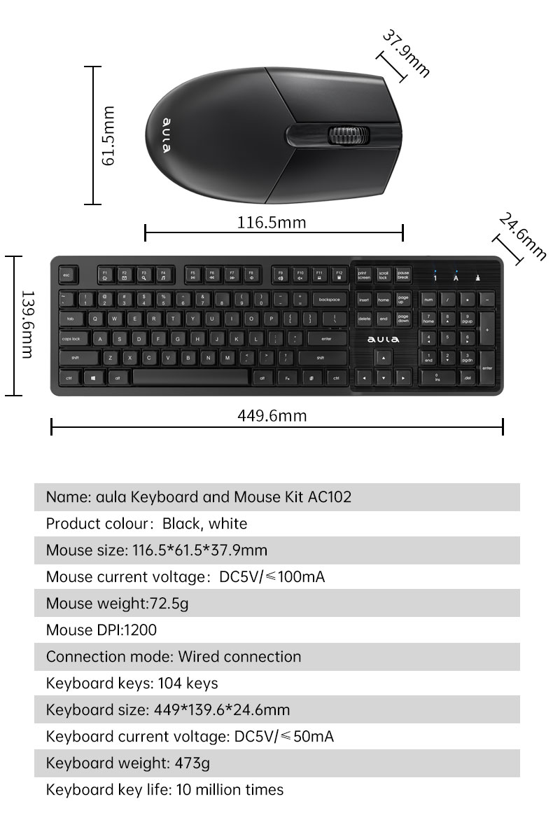 AULA  AC102 Wired keyboard and mouse combo(图10)