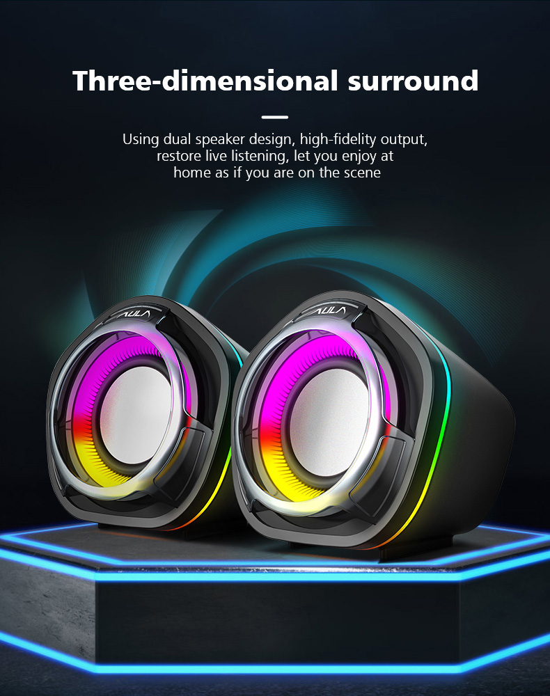 AULA N-107 Wired RGB Gaming Speakers(图3)