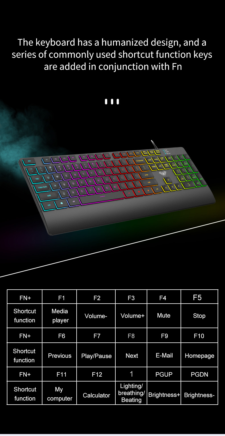 AULA T201 Wired Membrane Gaming Keyboard and Mouse Combo (图9)