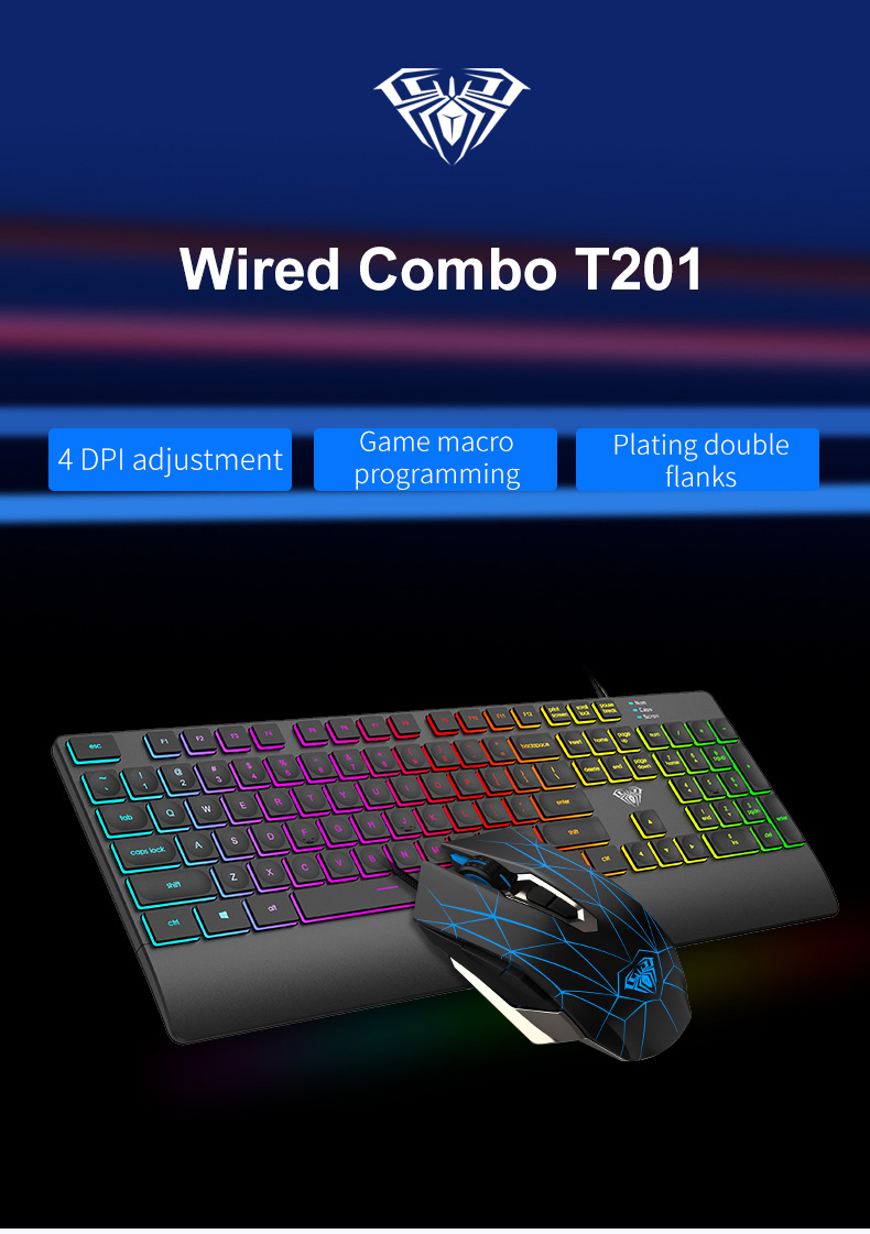 AULA T201 Wired Membrane Gaming Keyboard and Mouse Combo (图1)
