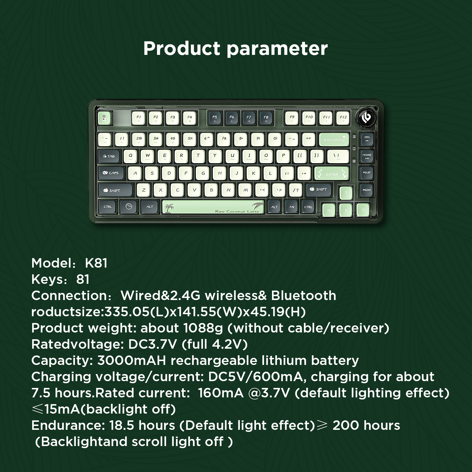 AULA-LEOBOG K81 Gasket Mechanical Keyboard-Green(图7)