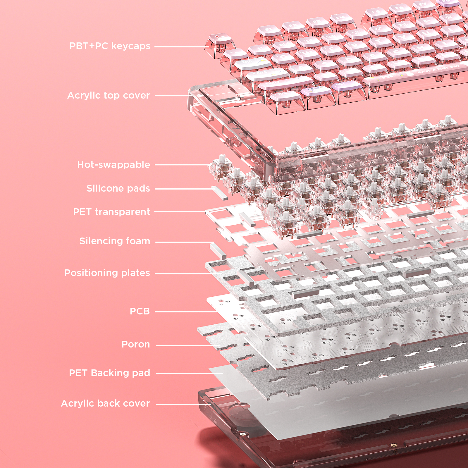 AULA-LEOBOG K81 Gasket Mechanical Keyboard-Pink(图6)