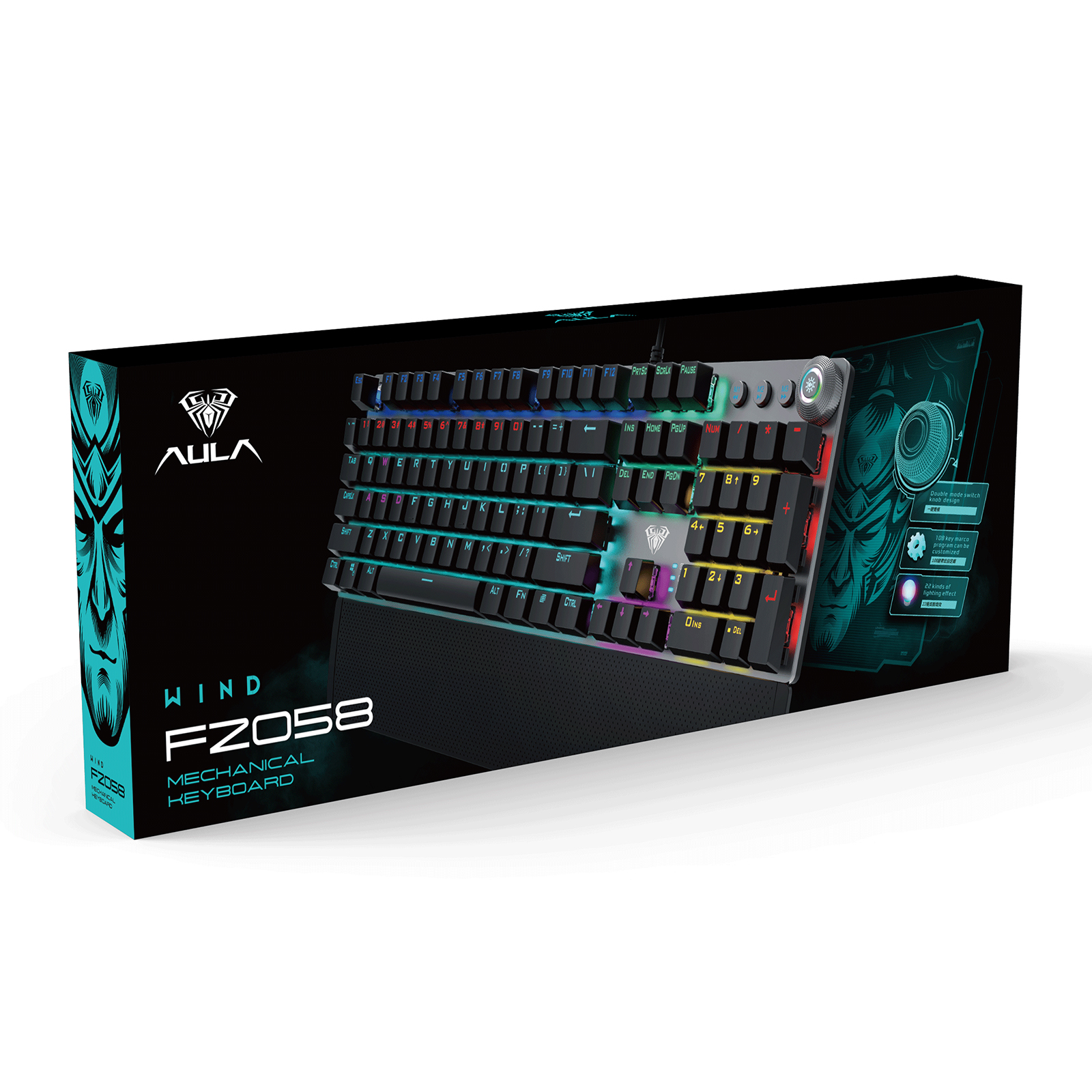 AULA F2058 Clavier mécanique de jeu punk RGB - WikiwandBlue Switch - 108  touches de