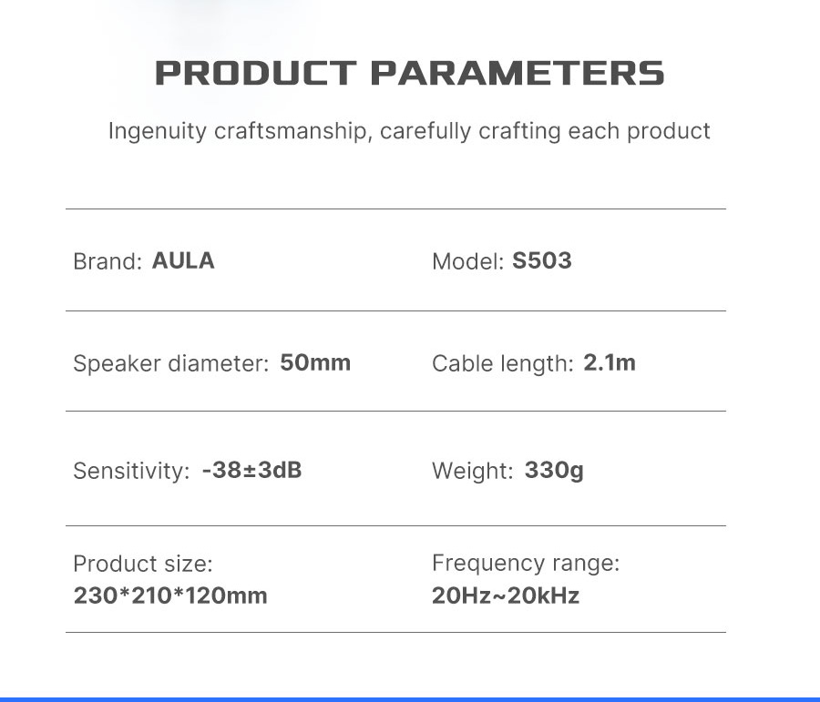 AULA S503 Over Ear Headphones with Microphone Gaming Headset With Cable Adapter For 1 Jack 4pin(图15)
