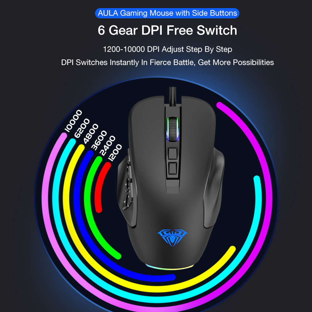 AULA Gaming Mouse H510 with Slide Button,RGB Streamer Lighting Effect and 2 Sets Replaceable Accessories(图7)