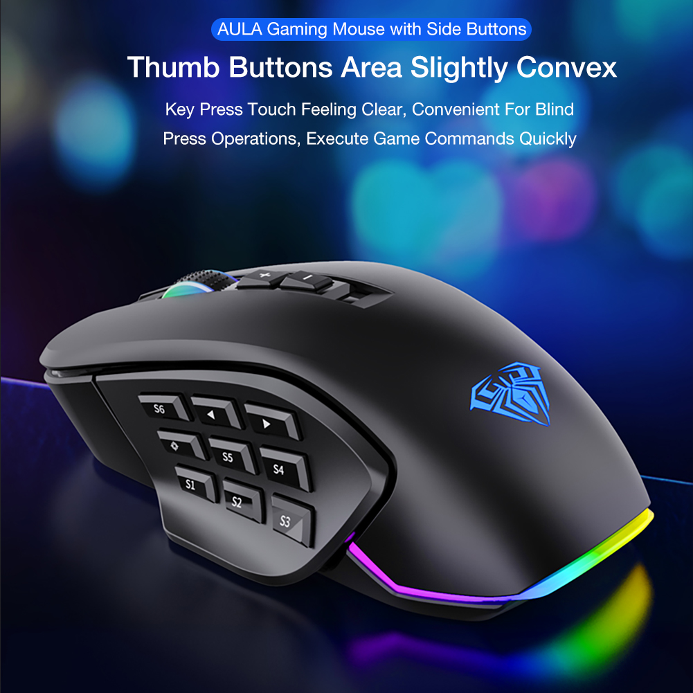 AULA Gaming Mouse H510 with Slide Button,RGB Streamer Lighting Effect and 2 Sets Replaceable Accessories(图6)