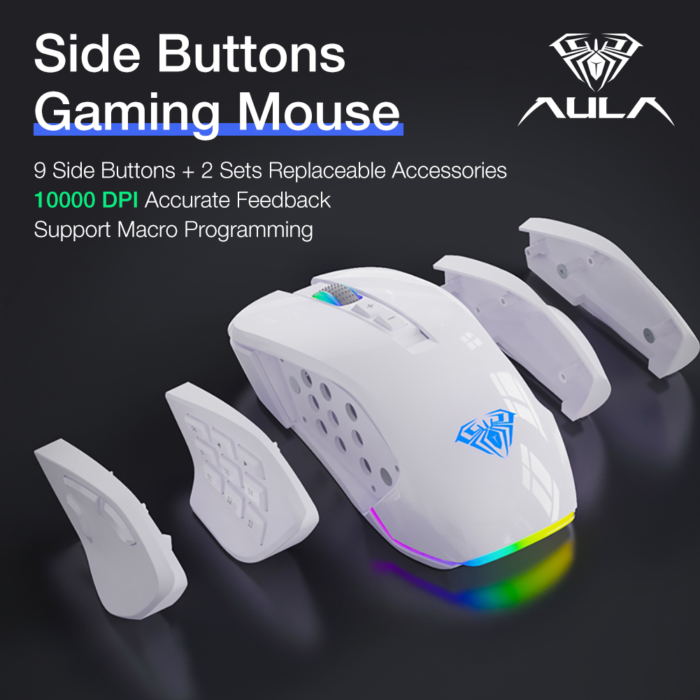AULA Gaming Mouse H510 with Slide Button,RGB Streamer Lighting Effect and 2 Sets Replaceable Accessories(图11)