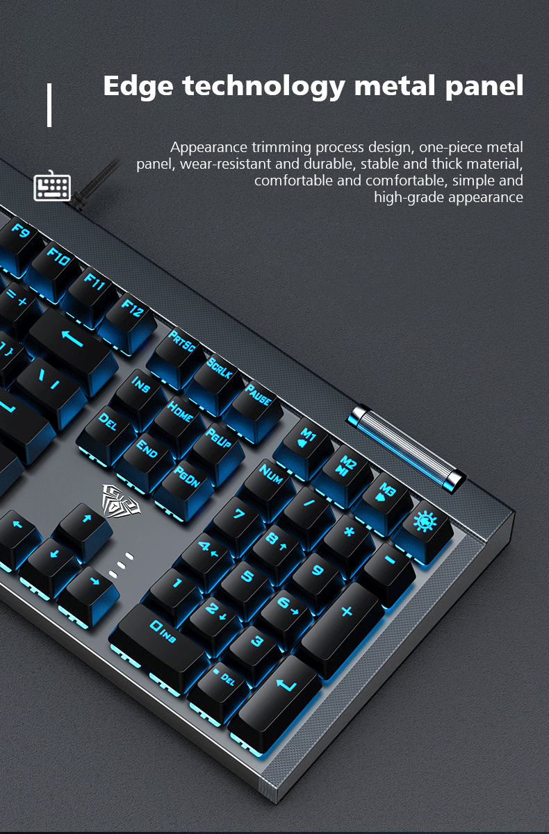 AULA F3030 Two-color Injection Keycaps N-key Rollover Ice Blue Backlight Wired Gaming Mechanical Keyboard(图6)
