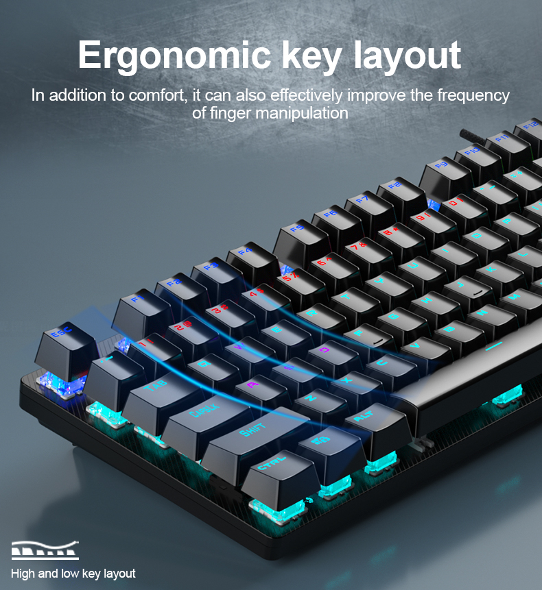 AULA S2022  Pink Full Size 104 Keys Wired Mechanical Keyboards with rainbow backlight for Desktop, Computer, PC(图8)