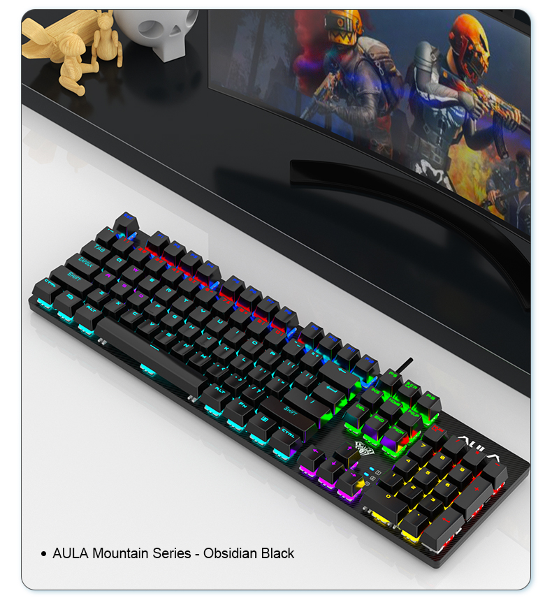 AULA S2022 Blue Mechanical Gaming Keyboard with Blue Switch,Full Size USB Wired Computer Keyboards(图4)
