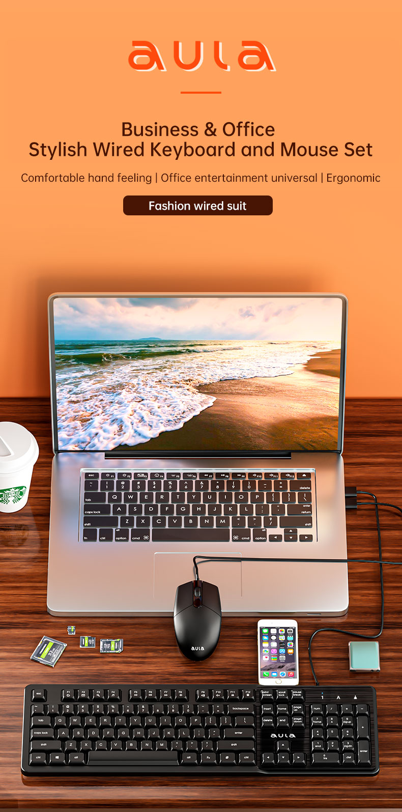 AULA  AC102 Wired keyboard and mouse combo(图1)