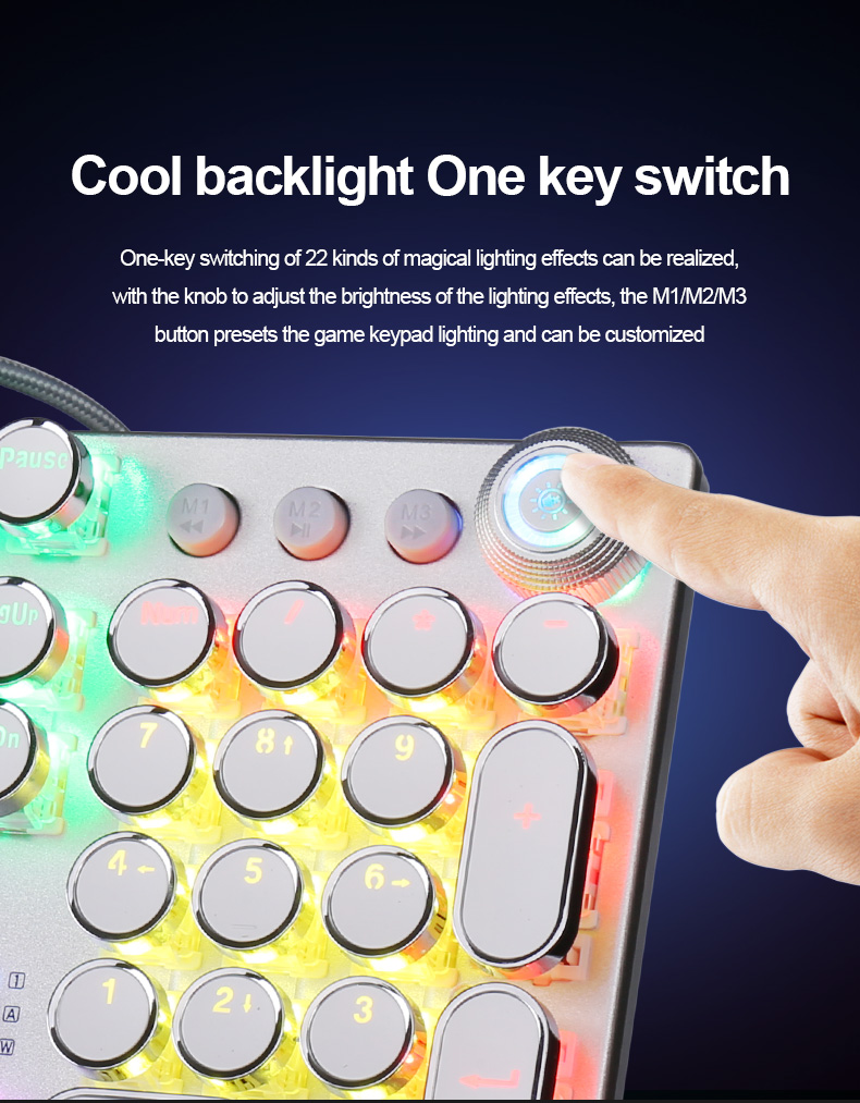 AULA F2088  104 keys White Punk Mechanical Gaming Keyboard(图3)