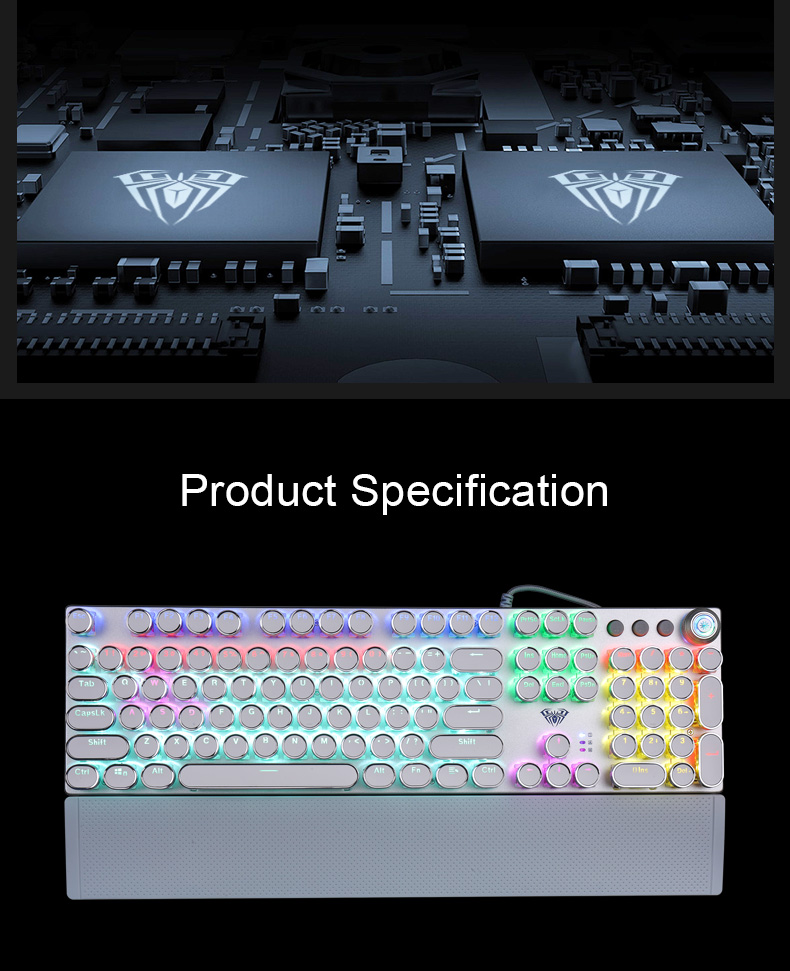 AULA F2088  104 keys White Punk Mechanical Gaming Keyboard(图8)