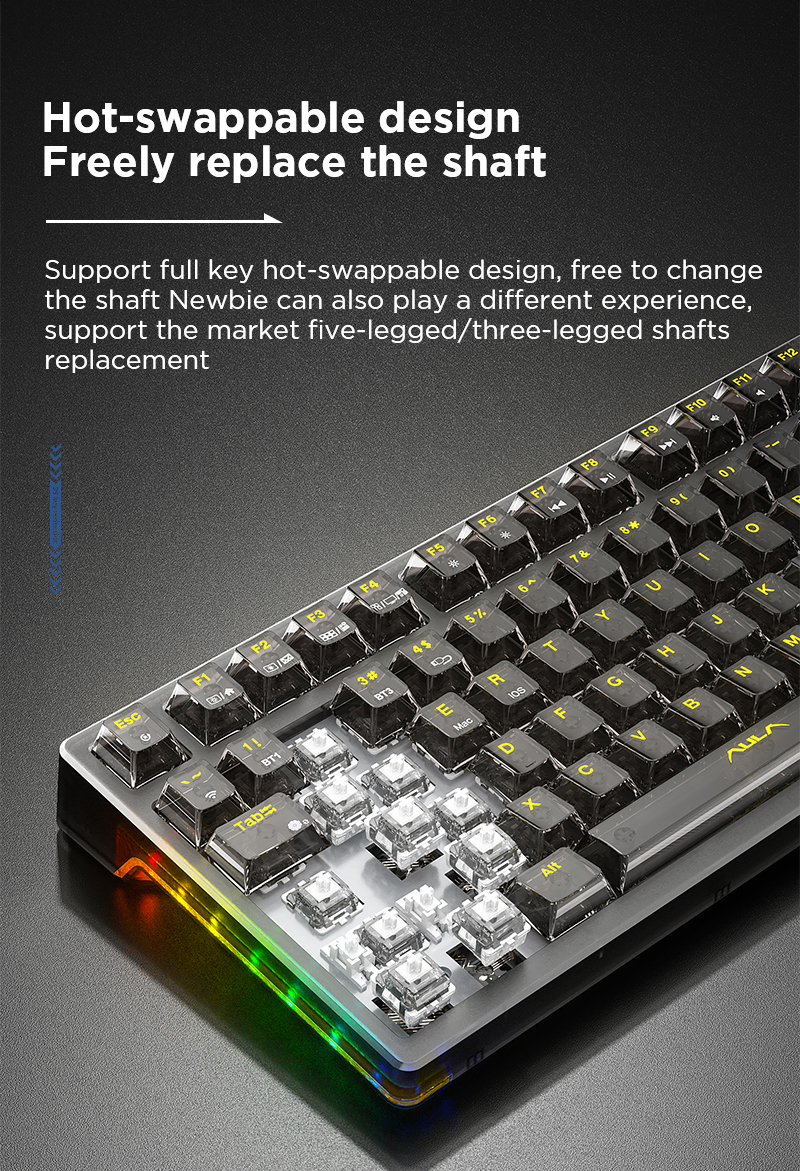 AULA F98 Transparent Gasket Gaming Mechanical Keyboard(图8)