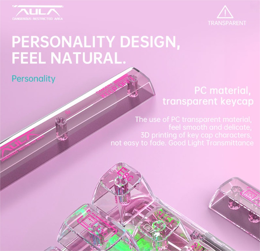 Can the AULA F68 Transparent Mechanical Keyboard Elevate Your Gaming and Work Experience?(图2)