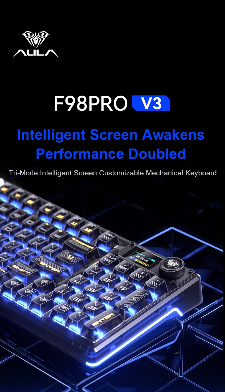 AULA F98PRO V3 Tri-Mode Smart Screen Customizable Keyboard(图1) AULA F98PRO V3 Tri-Mode Smart Screen Customizable Keyboard(图1)