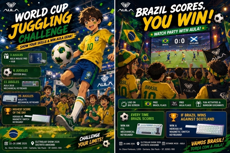 AULA x ELETROLAR SHOW 2026: Fuel the Brazilian Spirit and Win Mechanical Keyboards Live in São Paulo(图1) AULA x ELETROLAR SHOW 2026: Fuel the Brazilian Spirit and Win Mechanical Keyboards Live in São Paulo(图1)