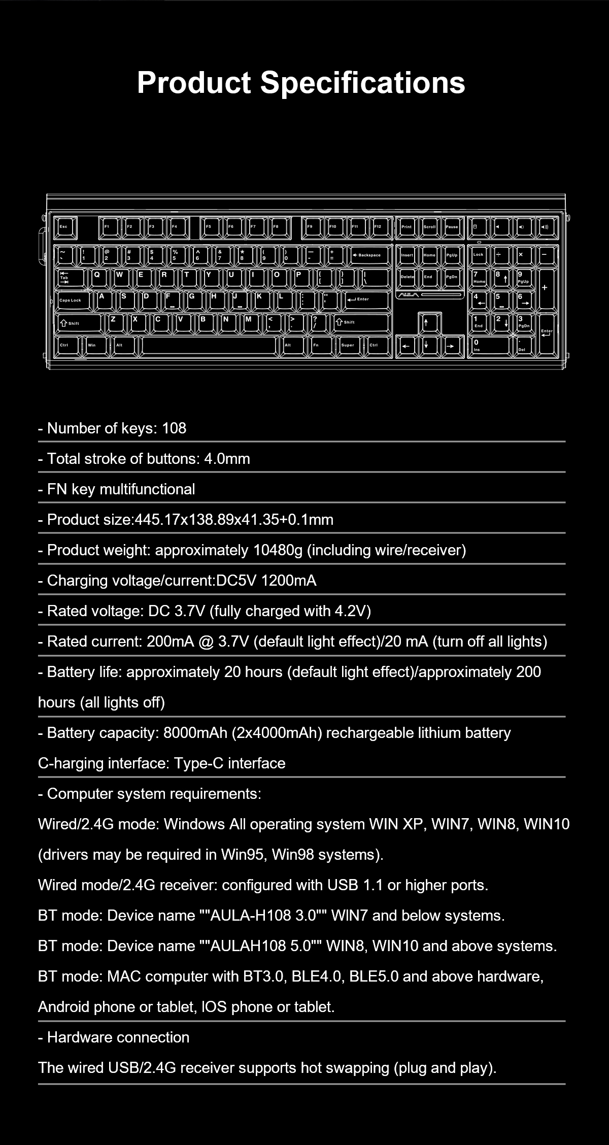 AULA H108 Gasket Mechanical Keyboard(图7)