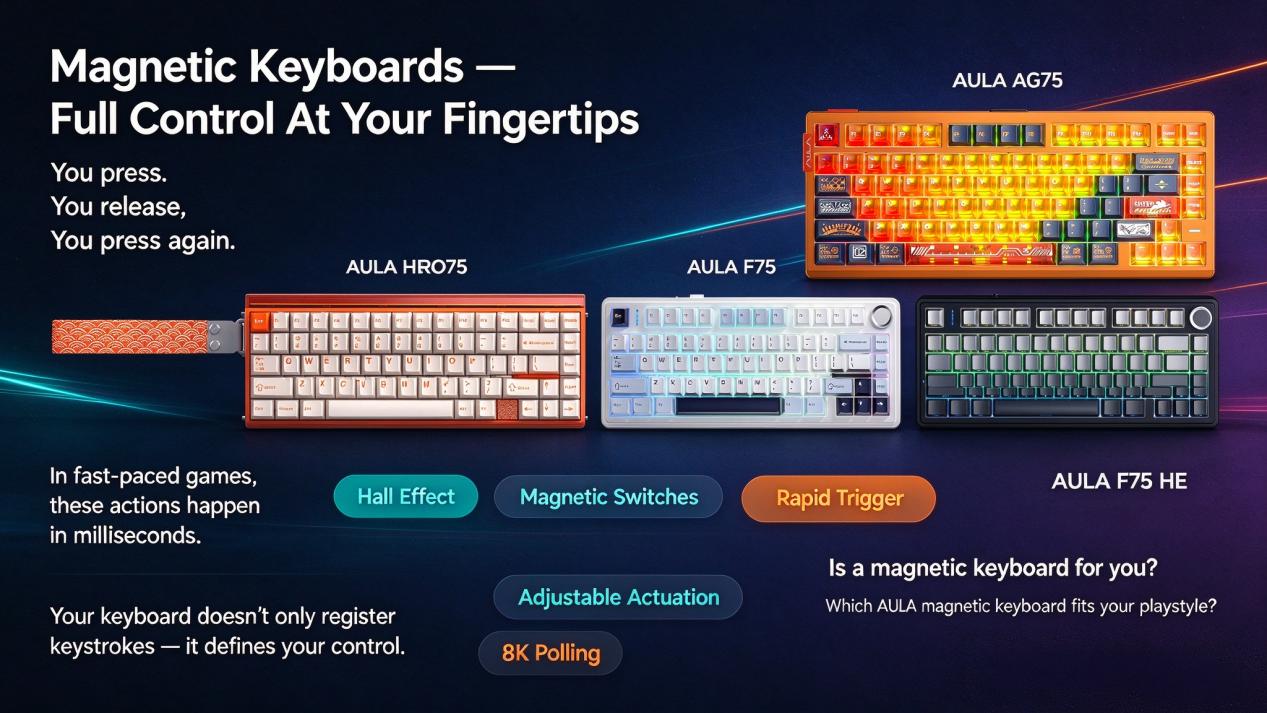 Is a Hall Effect Keyboard Right for You? A Guide to Choosing Your AULA Magnetic Keyboard(图1) Is a Hall Effect Keyboard Right for You? A Guide to Choosing Your AULA Magnetic Keyboard(图1)