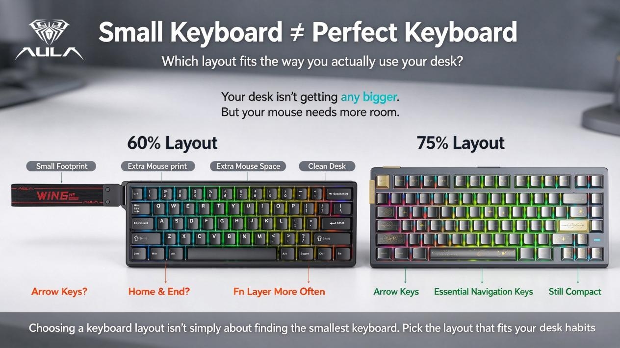 60% vs 65% vs 75% Keyboard: Which Layout Is Right for You?(图1) 60% vs 65% vs 75% Keyboard: Which Layout Is Right for You?(图1)