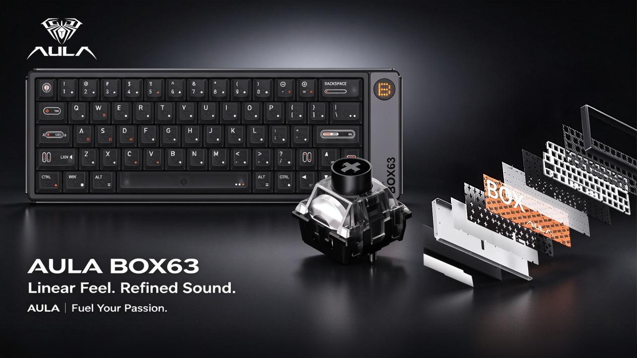 AULA BOX63: How Linear Switches and Five-Layer Acoustic Tuning Shape the Typing Experience(图1)